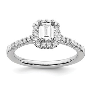 True Origin Lab Grown Emerald-Cut Diamond Halo Engagement Rings