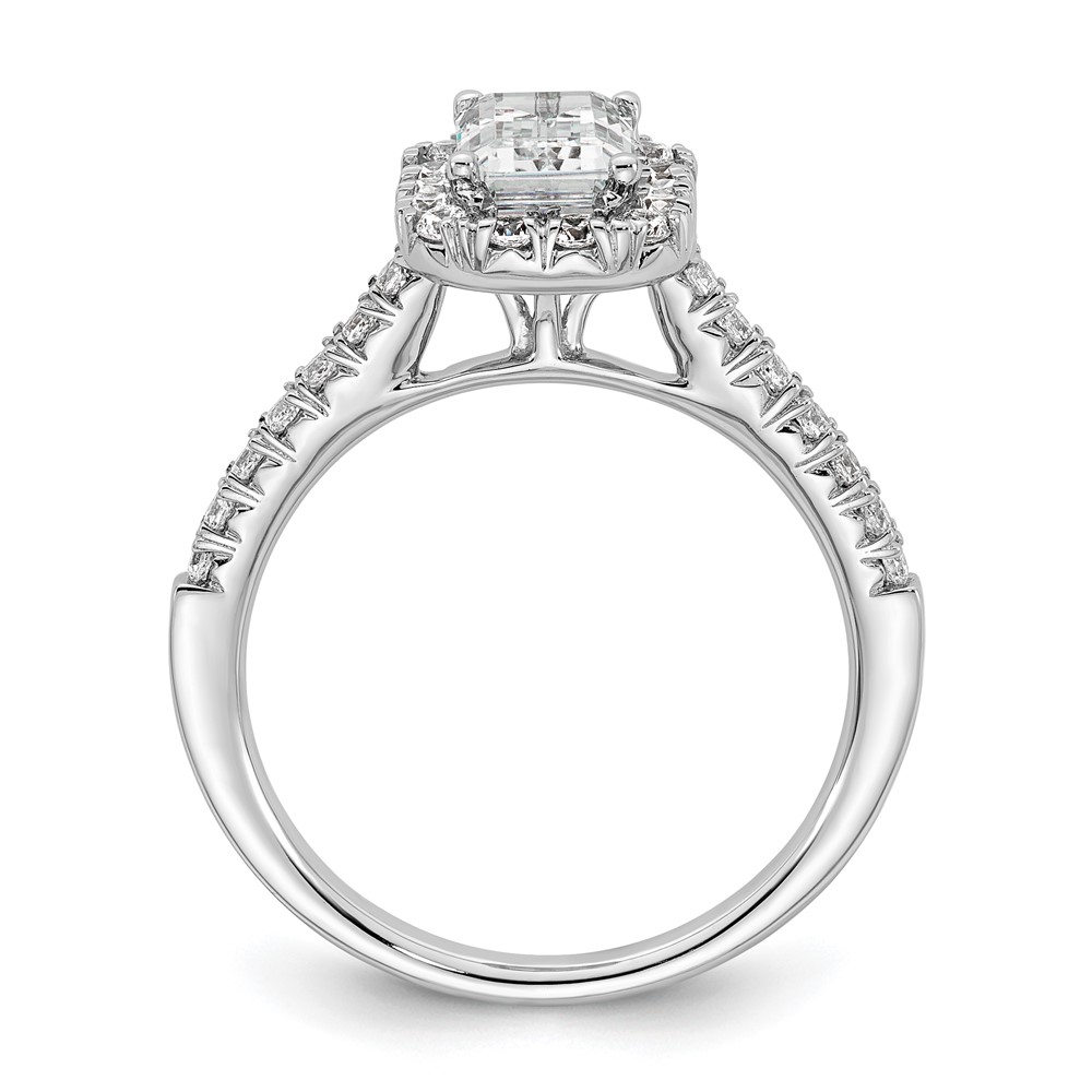 14k 1/2 carat Lab Grown Diamond VS/SI+ G+ 1 carat Emerald Center Semi Mount Halo Engagement Ring (RM2062E-100-7WLG)