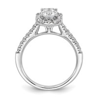 14K White Gold 0.50 Carat Lab Grown Diamond VS SI+ G+ 1 Carat Emerald Center Semi Mount Halo Engagement Ring view 2