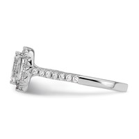 14K White Gold 0.50 Carat Lab Grown Diamond VS SI+ G+ 1 Carat Emerald Center Semi Mount Halo Engagement Ring view 3