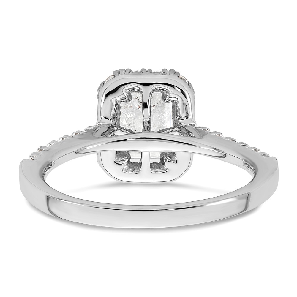 14k 1/2 carat Lab Grown Diamond VS/SI+ G+ 1 carat Emerald Center Semi Mount Halo Engagement Ring (RM2062E-100-7WLG)