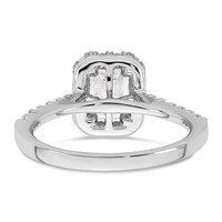 14K White Gold 0.50 Carat Lab Grown Diamond VS SI+ G+ 1 Carat Emerald Center Semi Mount Halo Engagement Ring view 5