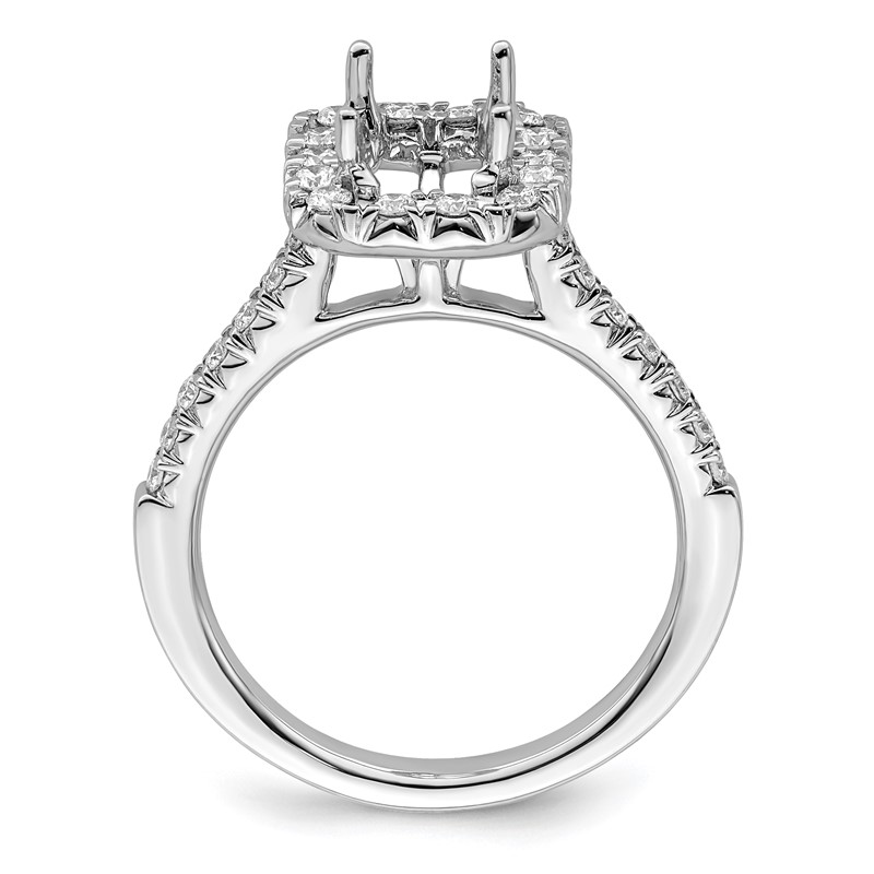 True Origin 14K White Gold 5/8 carat Lab Grown Diamond VS  D E F  Semi Mount Emerald Halo Engagement Ring