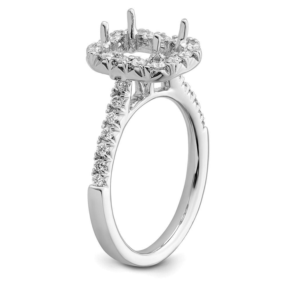 True Origin 14K White Gold 5/8 carat Lab Grown Diamond VS  D E F  Semi Mount Emerald Halo Engagement Ring (RM2062E-150-WLD)