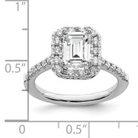 14K White Gold 0.62 Carat Lab Grown Diamond VS SI+ G+ 1.50 Carat Emerald Center Semi Mount Halo Engagement Ring view 3