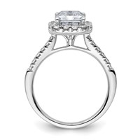 14K White Gold 0.38 Carat Lab Grown Diamond VS SI+ G+ 2 Carat Emerald Center Semi Mount Halo Engagement Ring view 2