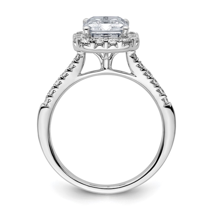 14k 3/8 carat Lab Grown Diamond VS/SI+ G+ 2 carat Emerald Center Semi Mount Halo Engagement Ring