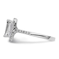 14K White Gold 0.38 Carat Lab Grown Diamond VS SI+ G+ 2 Carat Emerald Center Semi Mount Halo Engagement Ring view 3