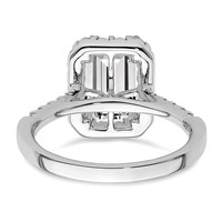 14K White Gold 0.38 Carat Lab Grown Diamond VS SI+ G+ 2 Carat Emerald Center Semi Mount Halo Engagement Ring view 5