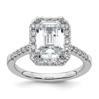14K White Gold 0.38 Carat Lab Grown Diamond VS SI+ G+ 2 Carat Emerald Center Semi Mount Halo Engagement Ring view 1