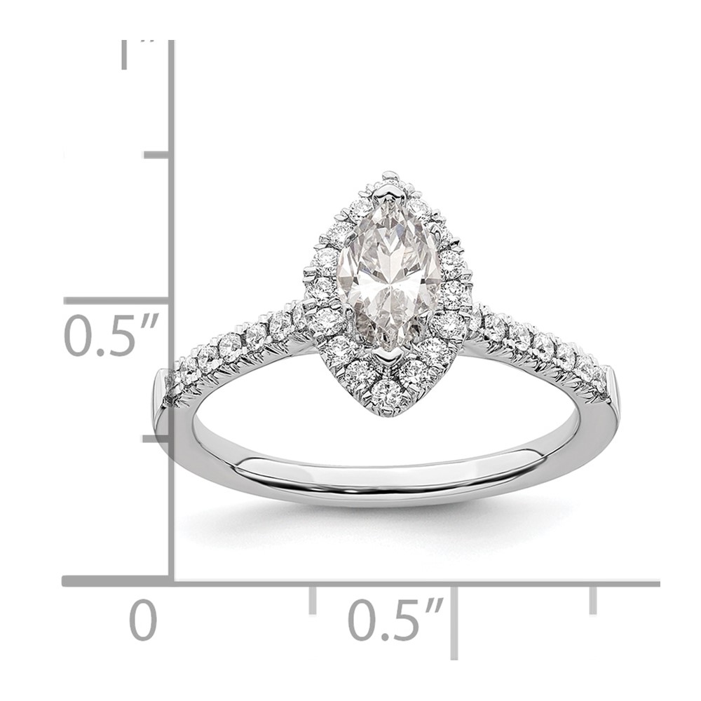 True Origin 14K White Gold 1/3 carat Lab Grown Diamond VS  D E F  Semi Mount Marquise Halo Engagement Ring (RM2063E-050-WLD)