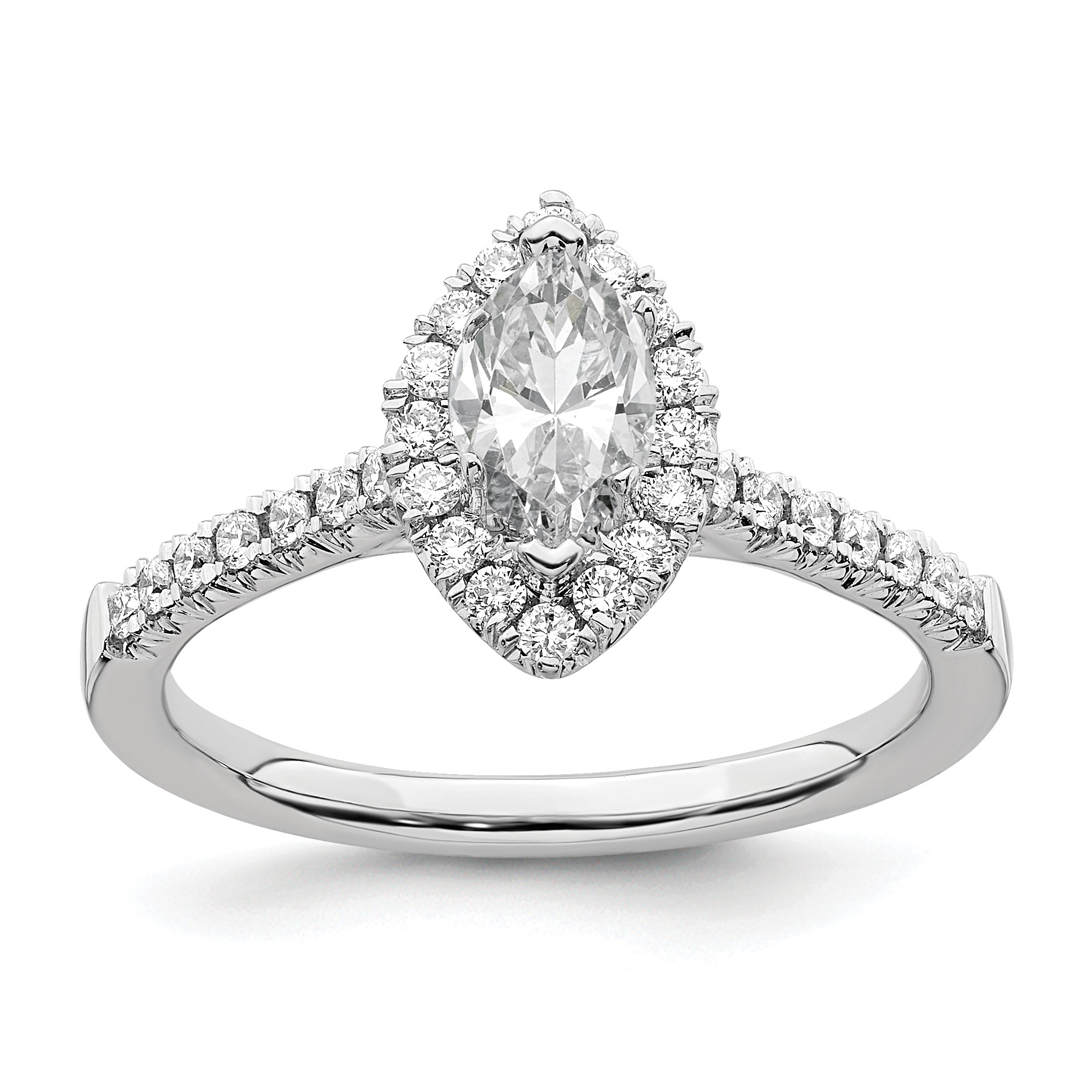 True Origin 14K White Gold 1/3 carat Lab Grown Diamond VS  D E F  Semi Mount Marquise Halo Engagement Ring (RM2063E-050-WLD)