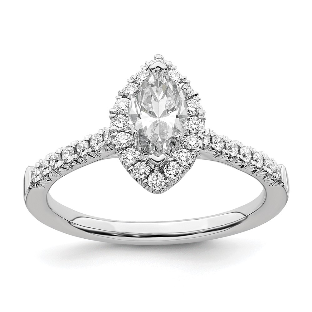 True Origin 14K White Gold 1/3 carat Lab Grown Diamond VS  D E F  Semi Mount Marquise Halo Engagement Ring (RM2063E-050-WLD)