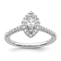True Origin 14K White Gold 0.33 Carat Lab Grown Diamond VS+ F+ Semi-Mount Marquise Halo Engagement Ring view 1