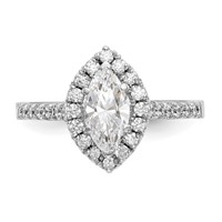 True Origin 14K White Gold 0.50 Carat Lab Grown Diamond VS+ F+ Semi-Mount Marquise Halo Engagement Ring view 4