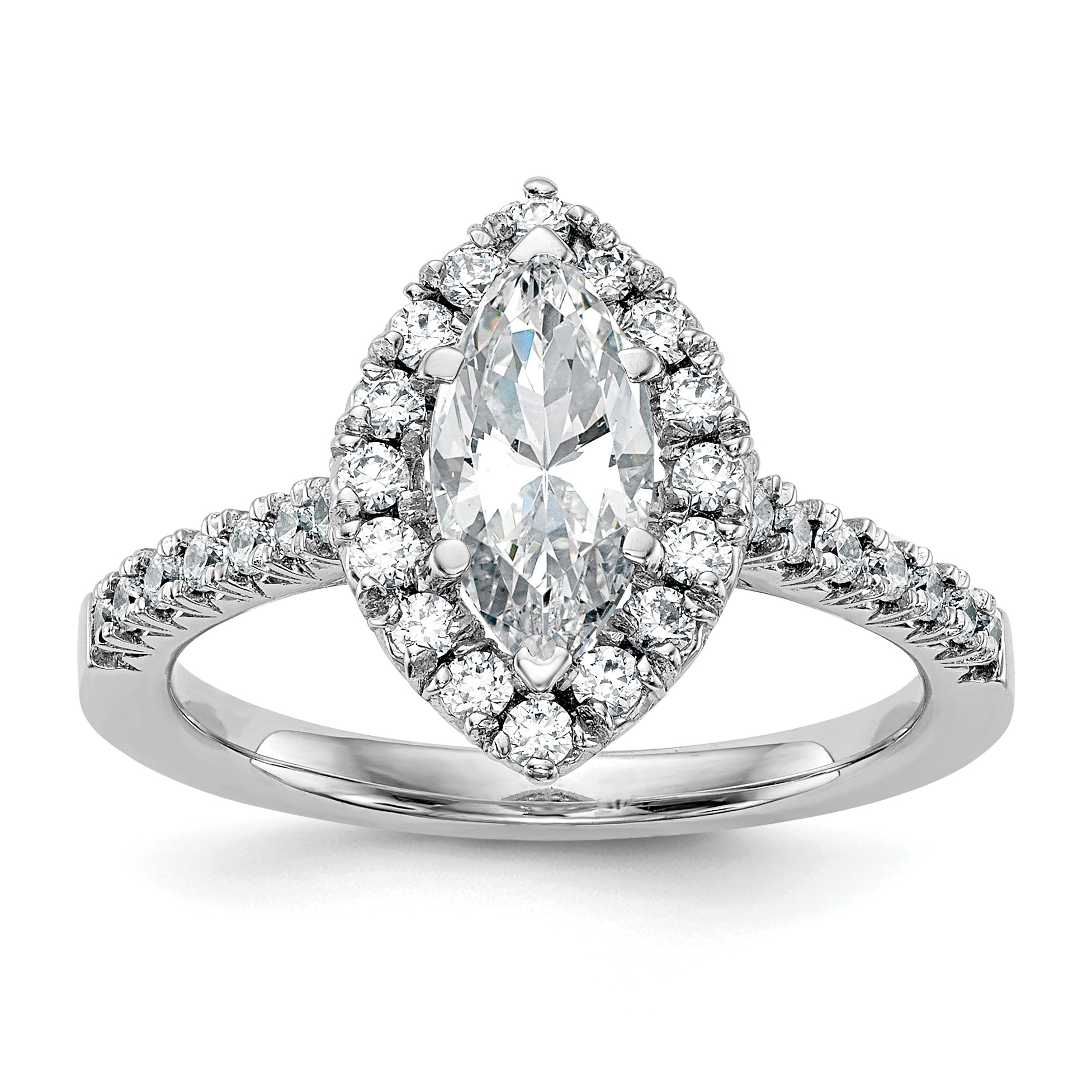 True Origin 14K White Gold 1/2 carat Lab Grown Diamond VS  D E F  Semi Mount Marquise Halo Engagement Ring (RM2063E-100-WLD)