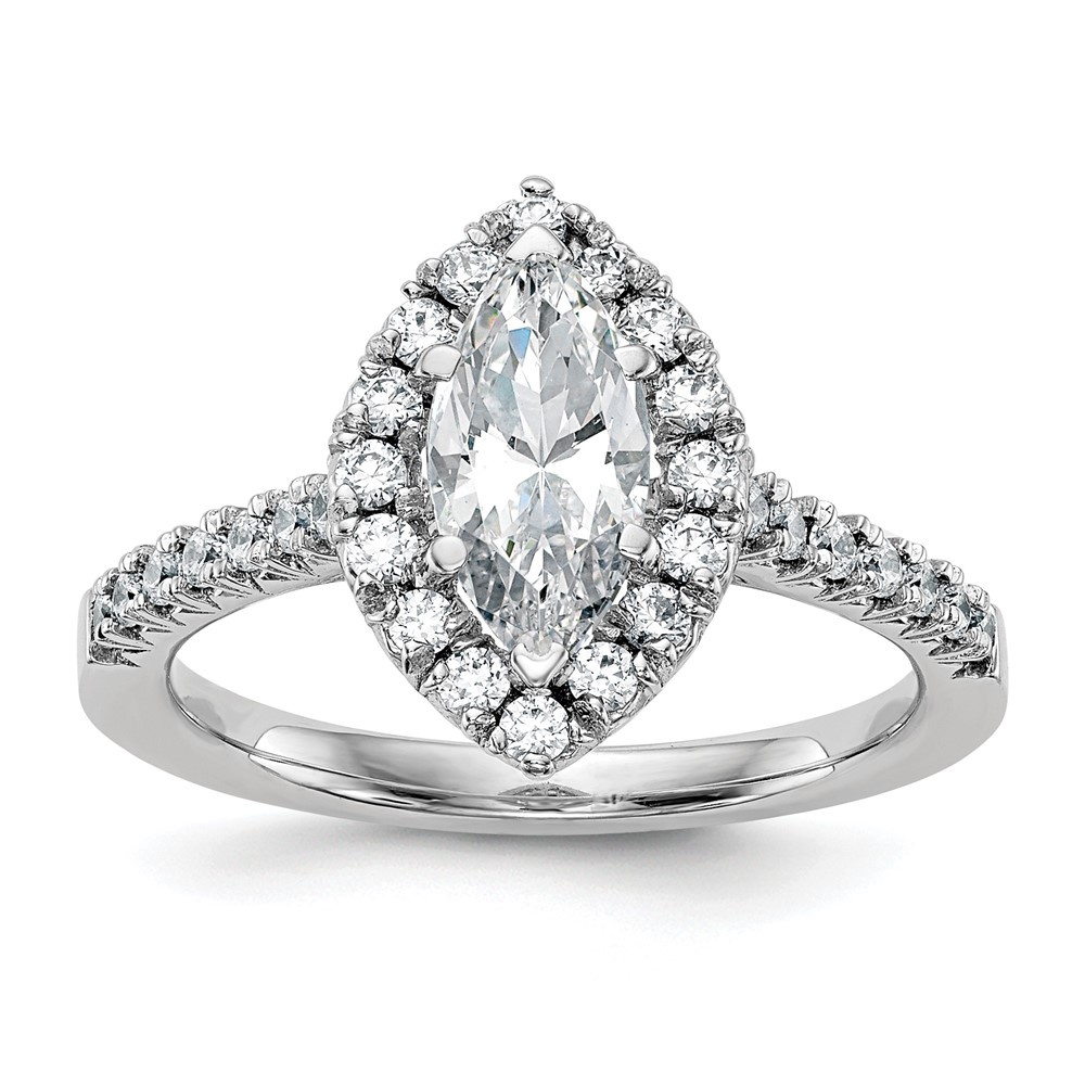 True Origin 14K White Gold 0.50 Carat Lab Grown Diamond VS+ F+ Semi-Mount Marquise Halo Engagement Ring