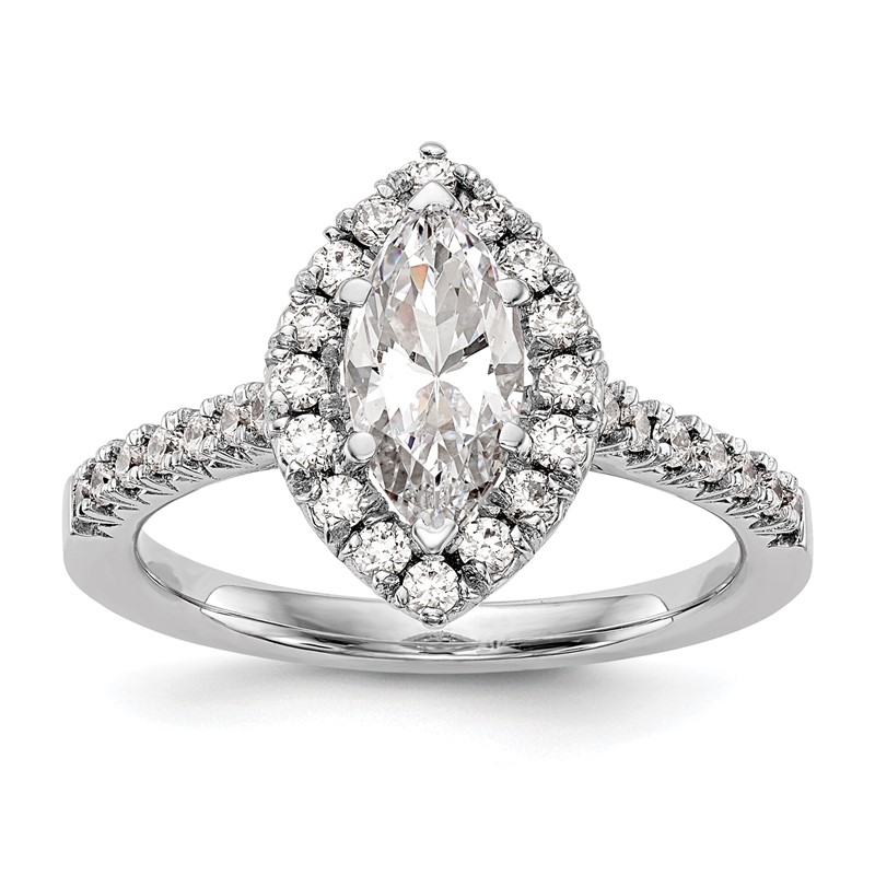 True Origin 14K White Gold 1/2 carat Lab Grown Diamond VS  D E F  Semi Mount Marquise Halo Engagement Ring