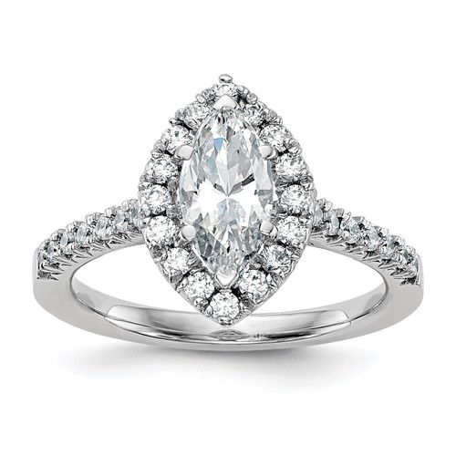 True Origin 14K White Gold 0.50 Carat Lab Grown Diamond VS+ F+ Semi-Mount Marquise Halo Engagement Ring