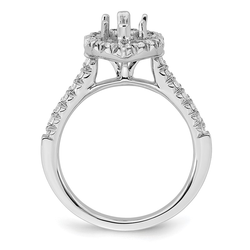 True Origin 14K White Gold 5/8 carat Lab Grown Diamond VS  D E F  Semi Mount Marquise Halo Engagement Ring