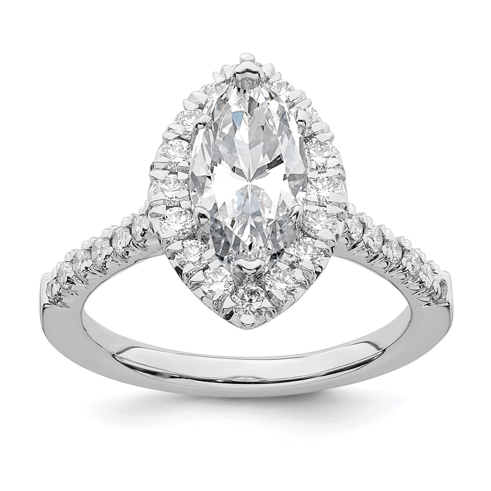 True Origin 14K White Gold 0.62 Carat Lab Grown Diamond VS+ F+ Semi-Mount Marquise Halo Engagement Ring