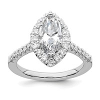 True Origin 14K White Gold 0.62 Carat Lab Grown Diamond VS+ F+ Semi-Mount Marquise Halo Engagement Ring view 1