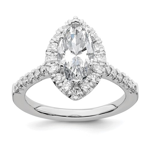 True Origin 14K White Gold 0.62 Carat Lab Grown Diamond VS+ F+ Semi-Mount Marquise Halo Engagement Ring
