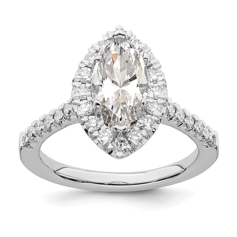 True Origin 14K White Gold 5/8 carat Lab Grown Diamond VS  D E F  Semi Mount Marquise Halo Engagement Ring