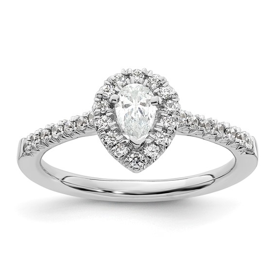 Pear Halo Diamond Semi-mount Engagement Rings