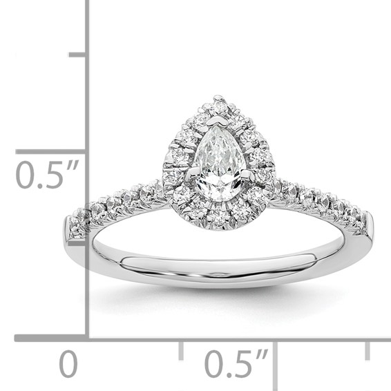 Pear Halo Diamond Semi-mount Engagement Rings