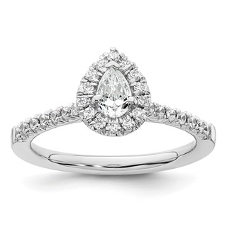 Pear Halo Diamond Semi-mount Engagement Rings