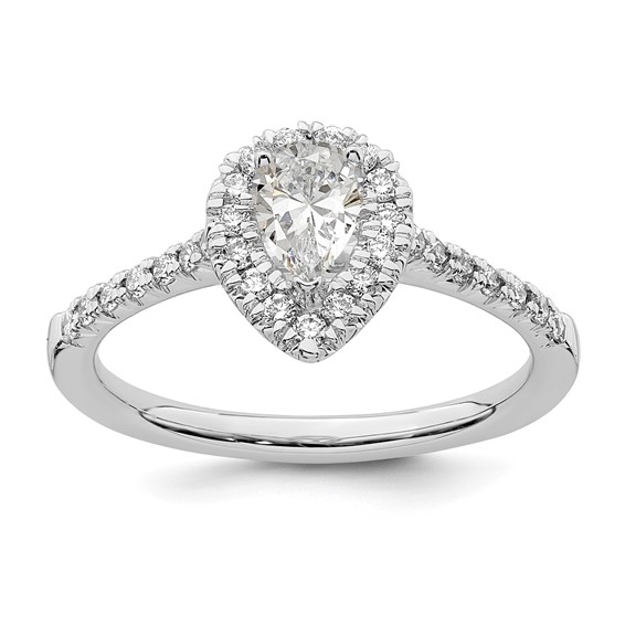 True Origin Lab Grown Diamond Semi-Mount Pear Halo Engagement Rings
