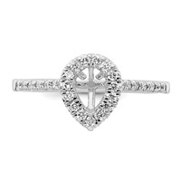 True Origin 14K White Gold 0.33 Carat Lab Grown Diamond VS+ F+ Semi-Mount Pear Halo Engagement Ring view 4