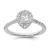True Origin 14K White Gold 0.33 Carat Lab Grown Diamond VS+ F+ Semi-Mount Pear Halo Engagement Ring view 1