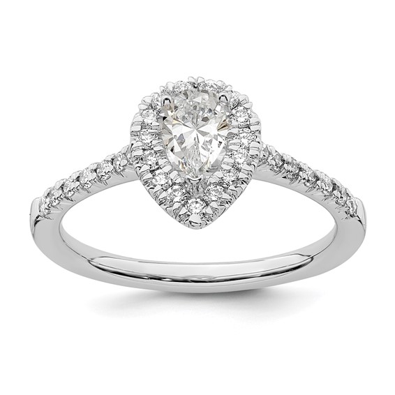 True Origin Lab Grown Diamond Semi-Mount Pear Halo Engagement Rings