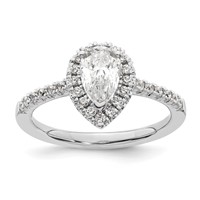 14K White Gold 0.33 Carat Lab Grown Diamond VS SI+ G+ 0.75 Carat Center Pear Semi Mount Halo Engagement Ring view 5