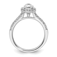 14K White Gold 0.33 Carat Lab Grown Diamond VS SI+ G+ 0.75 Carat Center Pear Semi Mount Halo Engagement Ring view 2