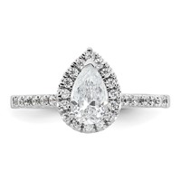 14K White Gold 0.33 Carat Lab Grown Diamond VS SI+ G+ 0.75 Carat Center Pear Semi Mount Halo Engagement Ring view 4