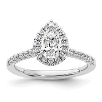 14K White Gold 0.33 Carat Lab Grown Diamond VS SI+ G+ 0.75 Carat Center Pear Semi Mount Halo Engagement Ring view 1