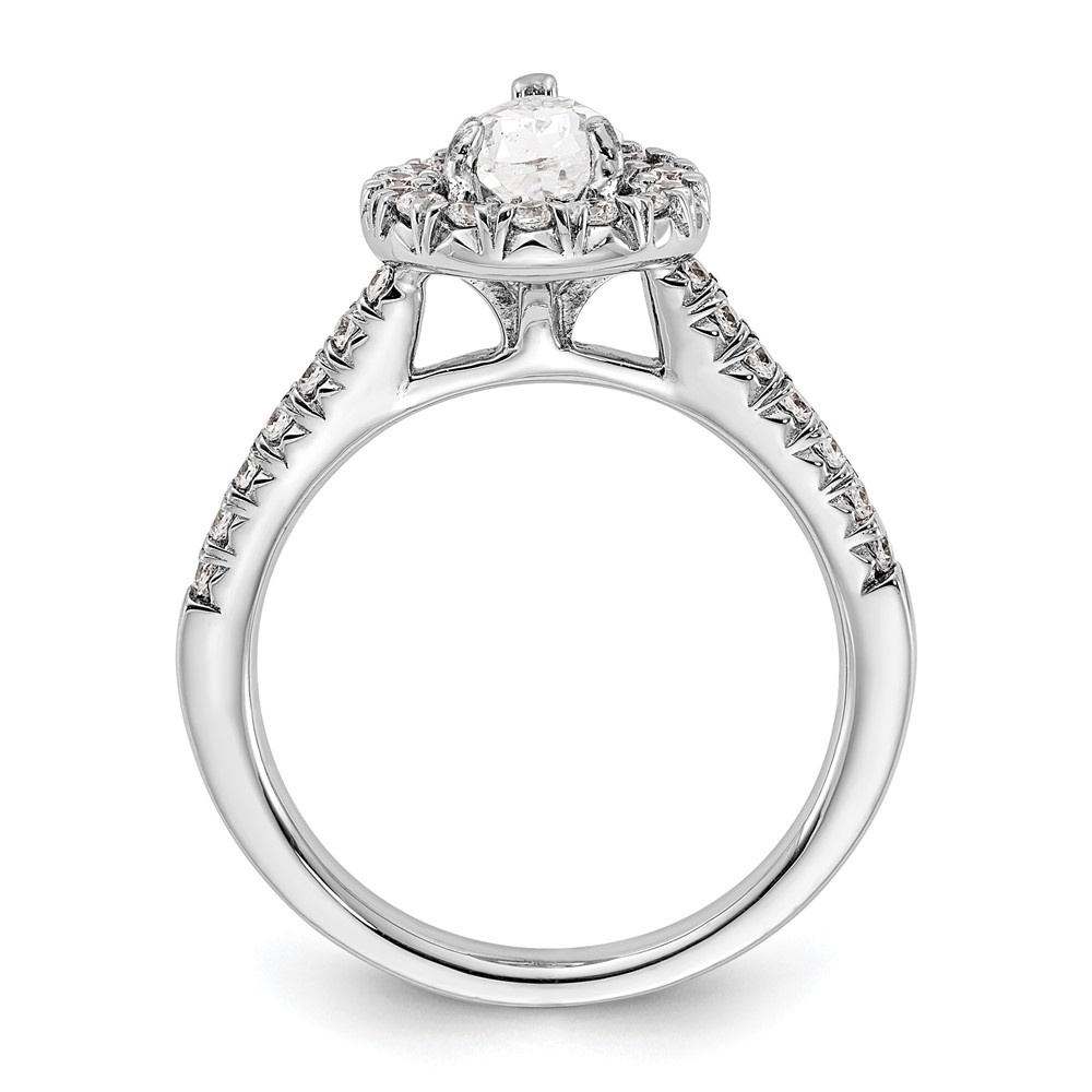True Origin 14K White Gold 3/8 carat Lab Grown Diamond VS  D E F  Semi Mount Pear Halo Engagement Ring (RM2064E-100-WLD)