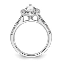 True Origin 14K White Gold 0.38 Carat Lab Grown Diamond VS+ F+ Semi-Mount Pear Halo Engagement Ring view 2