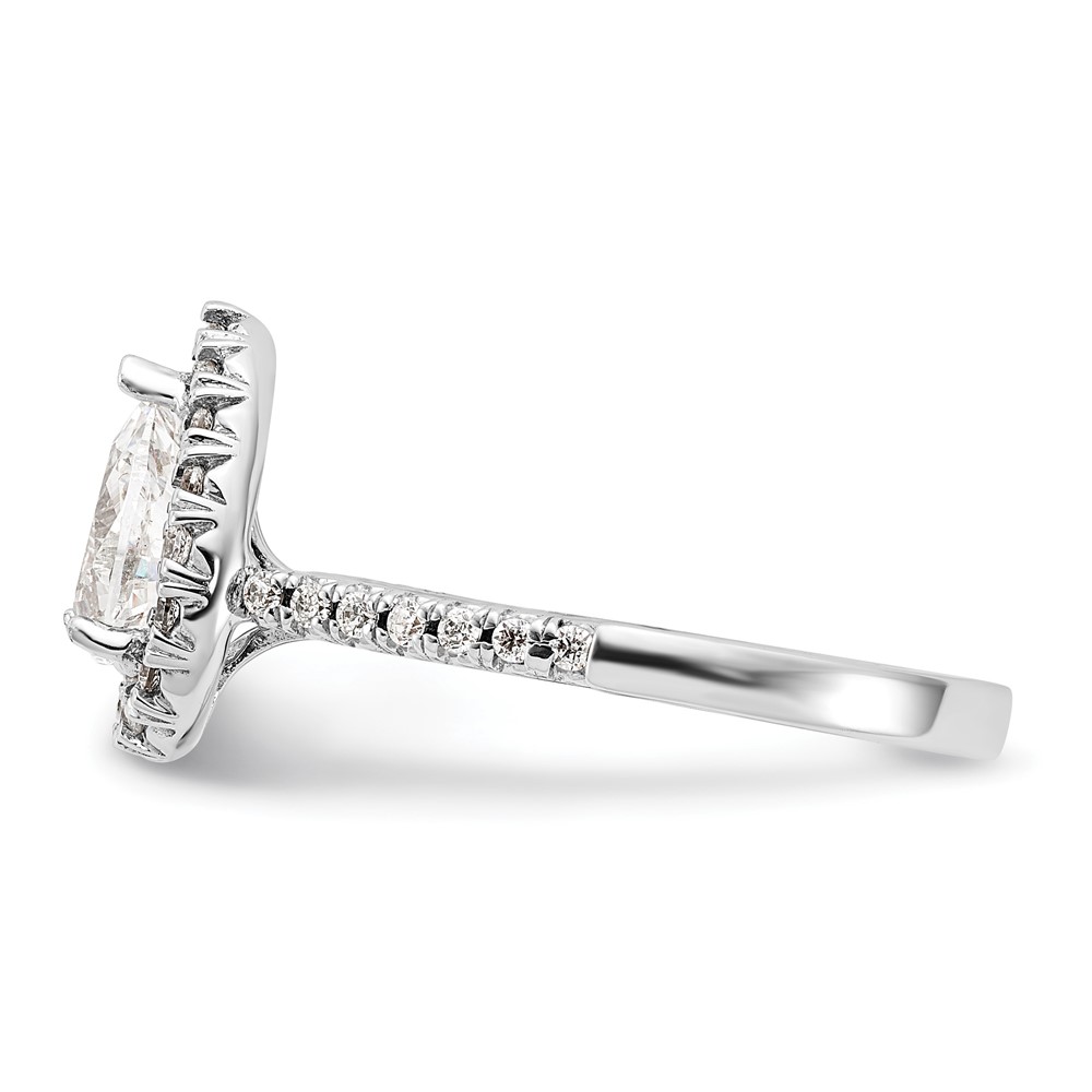True Origin 14K White Gold 3/8 carat Lab Grown Diamond VS  D E F  Semi Mount Pear Halo Engagement Ring (RM2064E-100-WLD)