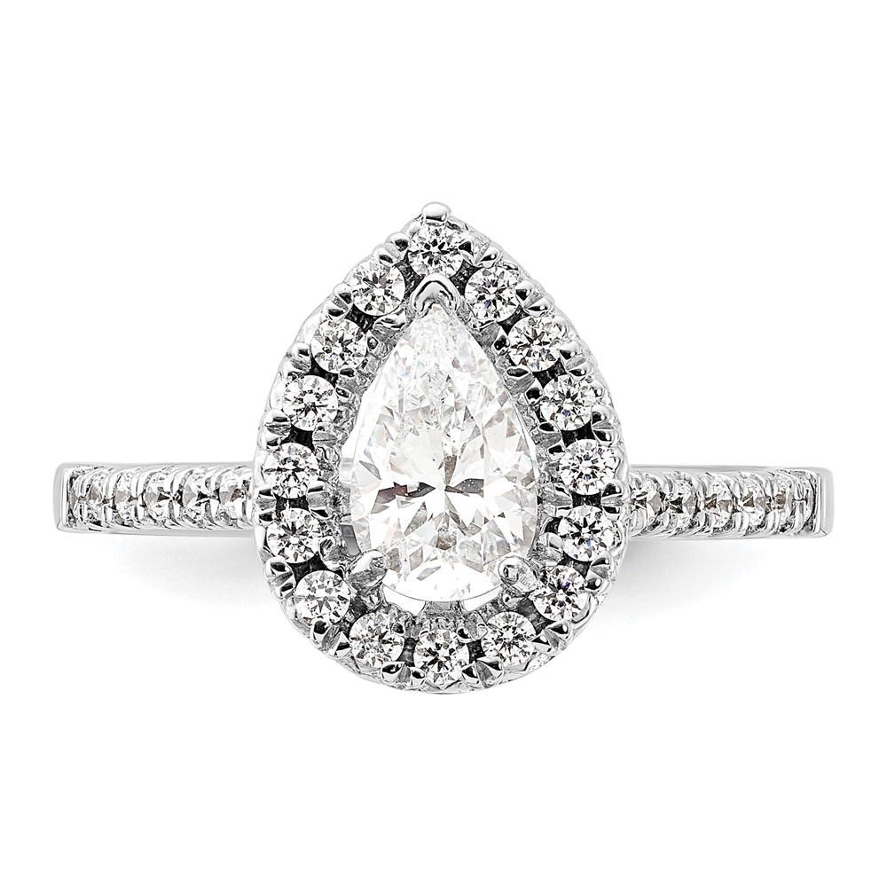 True Origin 14K White Gold 3/8 carat Lab Grown Diamond VS  D E F  Semi Mount Pear Halo Engagement Ring (RM2064E-100-WLD)