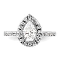 True Origin 14K White Gold 0.38 Carat Lab Grown Diamond VS+ F+ Semi-Mount Pear Halo Engagement Ring view 4