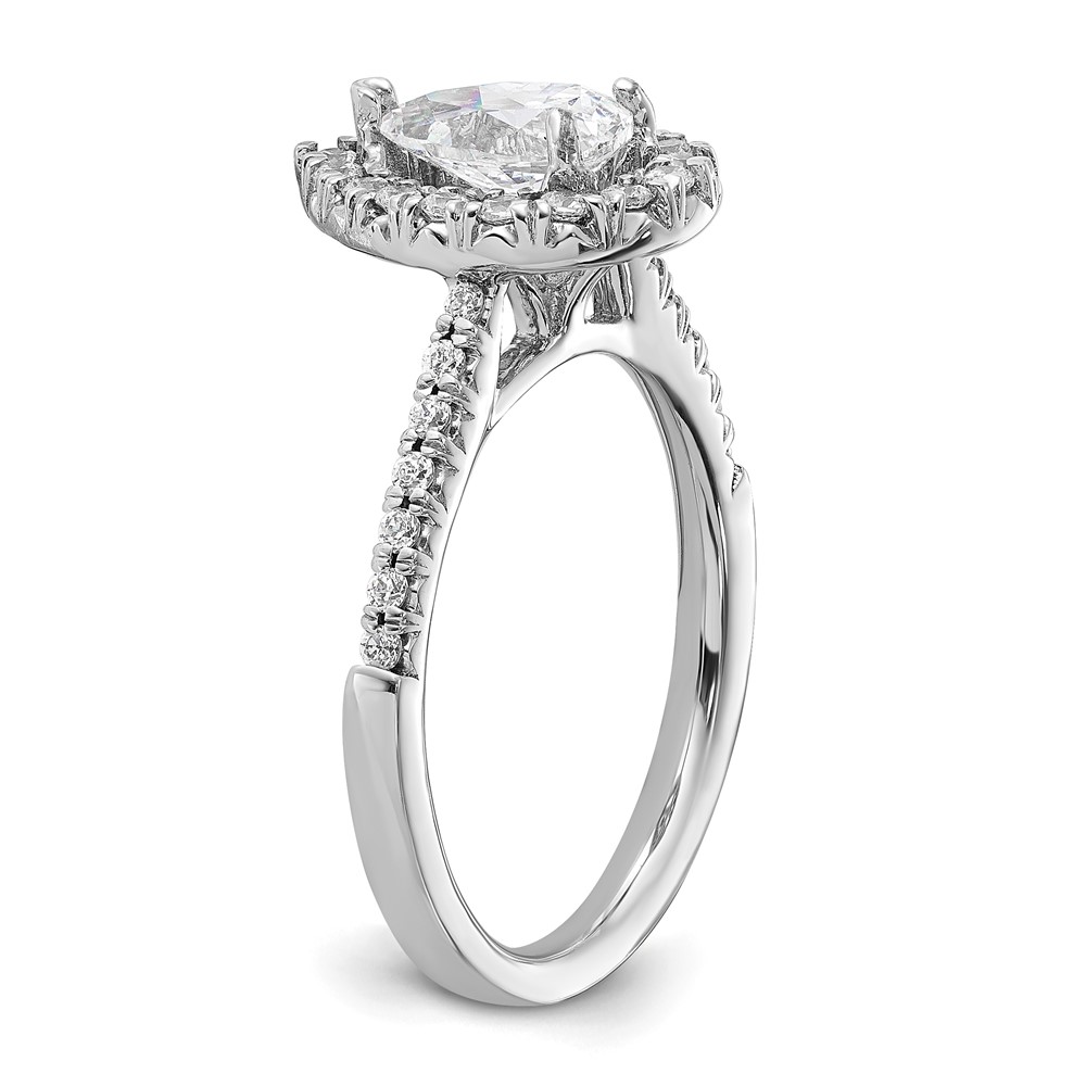 True Origin 14K White Gold 3/8 carat Lab Grown Diamond VS  D E F  Semi Mount Pear Halo Engagement Ring (RM2064E-100-WLD)