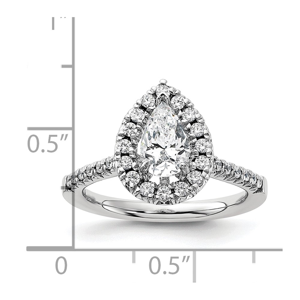 True Origin 14K White Gold 3/8 carat Lab Grown Diamond VS  D E F  Semi Mount Pear Halo Engagement Ring (RM2064E-100-WLD)