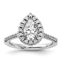 True Origin 14K White Gold 0.38 Carat Lab Grown Diamond VS+ F+ Semi-Mount Pear Halo Engagement Ring view 1