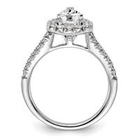 True Origin 14K White Gold 0.62 Carat Lab Grown Diamond VS+ F+ Semi-Mount Pear Halo Engagement Ring view 2