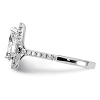 True Origin 14K White Gold 0.62 Carat Lab Grown Diamond VS+ F+ Semi-Mount Pear Halo Engagement Ring view 3