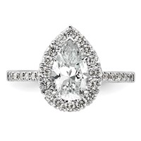 True Origin 14K White Gold 0.62 Carat Lab Grown Diamond VS+ F+ Semi-Mount Pear Halo Engagement Ring view 4